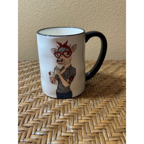 Signature Houseware Inc Hipster Girl Cow Coffee Cup Mug - Picture 1 of 4